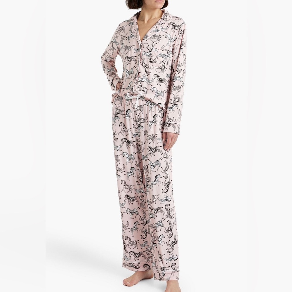 DKNY Zebra Printed Jersey Top & Bottoms Pajama Set - Women’s Size Medium - New